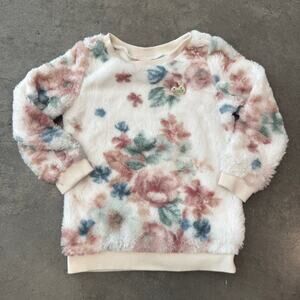 Vintage Y2K Juicy Couture Floral Toddler Youth Fur White Crewneck Pullover 3T